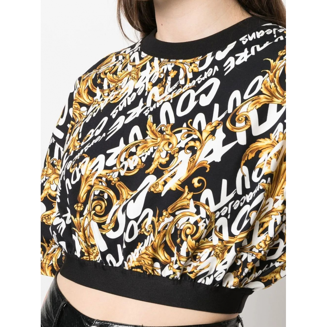 Crop Top 'Logo-Print Wide-Sleeve' pour Femmes