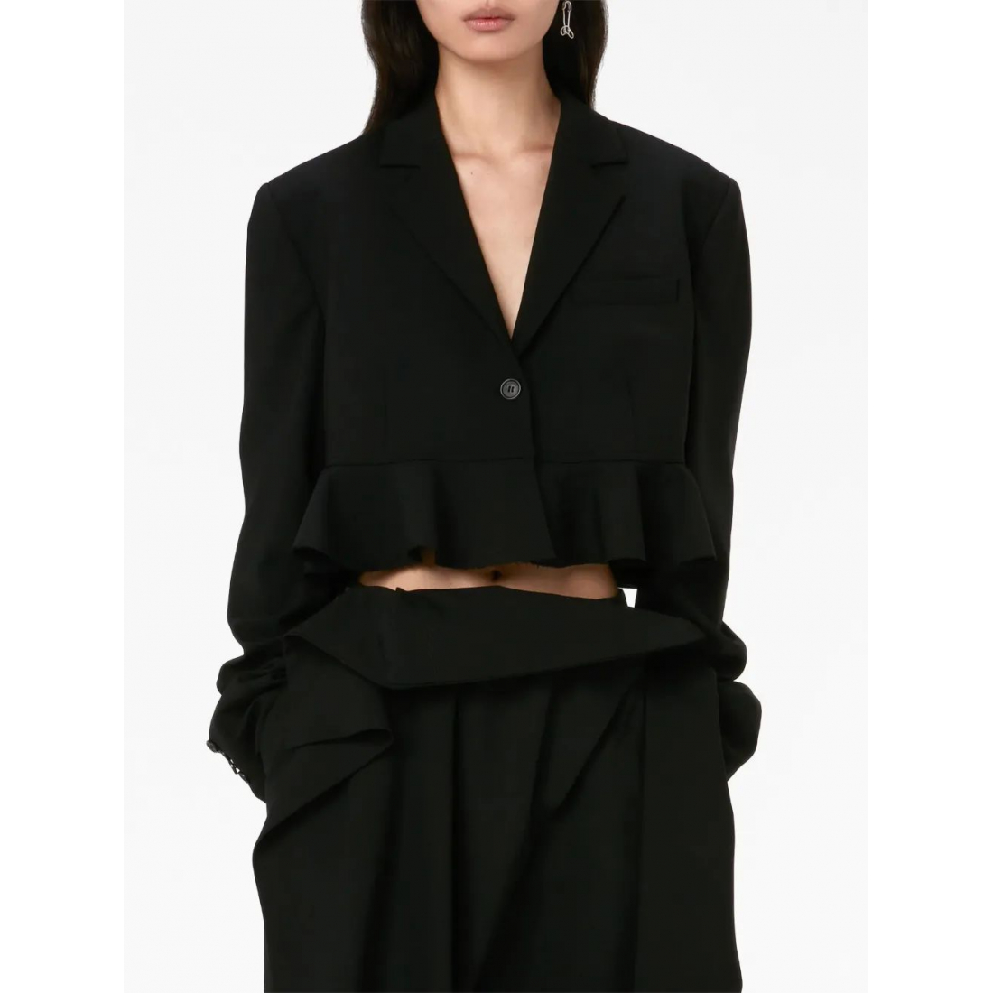 Blazer 'Ruffled-Trim Cropped' pour Femmes