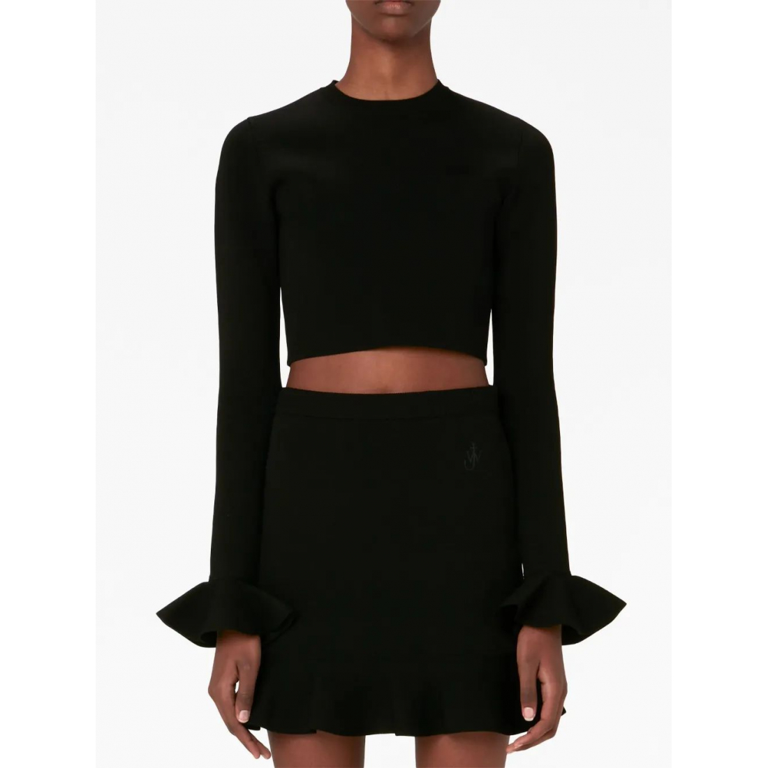 Crop Top 'Ruffled-Cuffs Knitted' pour Femmes