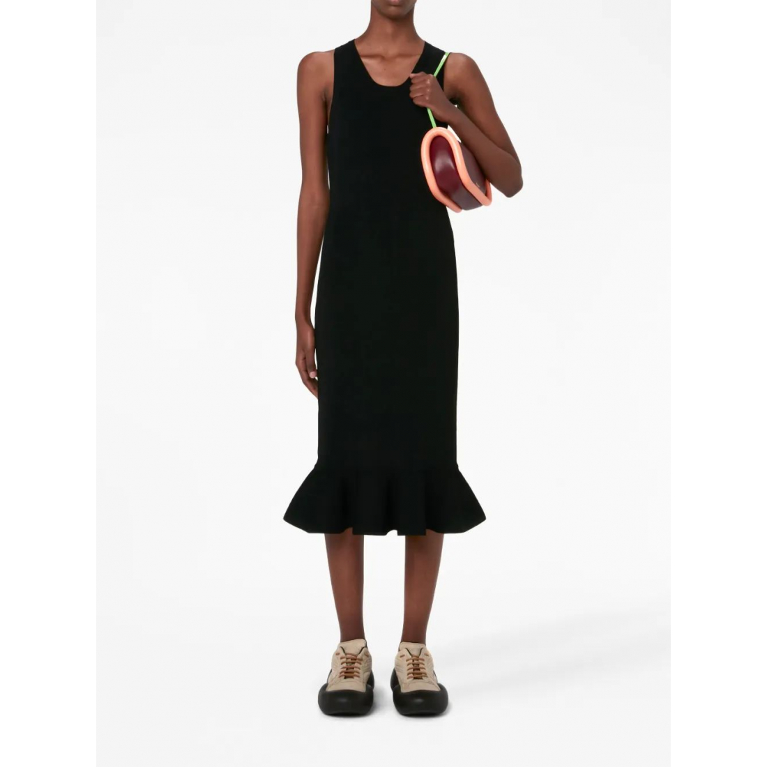 Robe Midi 'Ruffled-Trim Sleeveless' pour Femmes