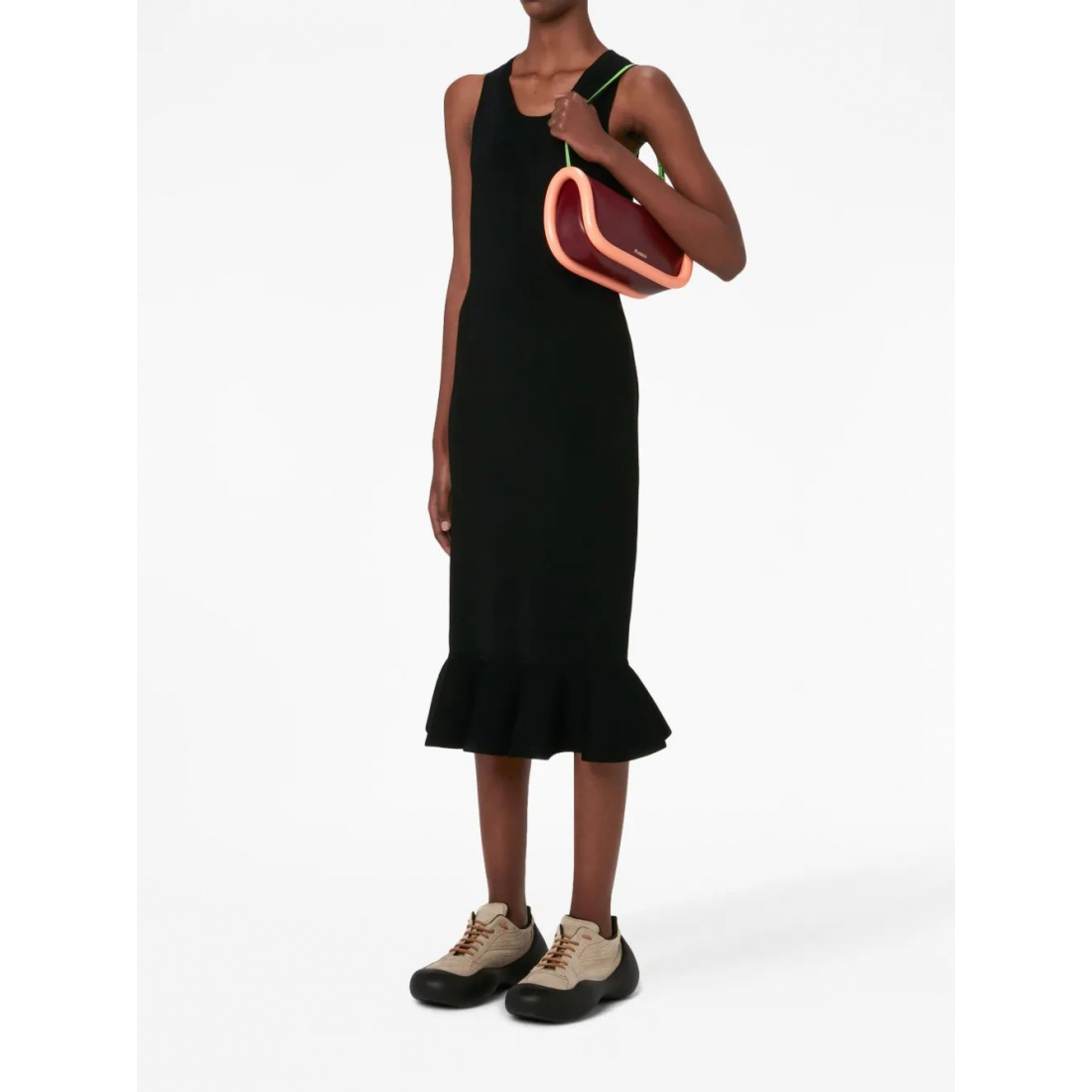 Robe Midi 'Ruffled-Trim Sleeveless' pour Femmes