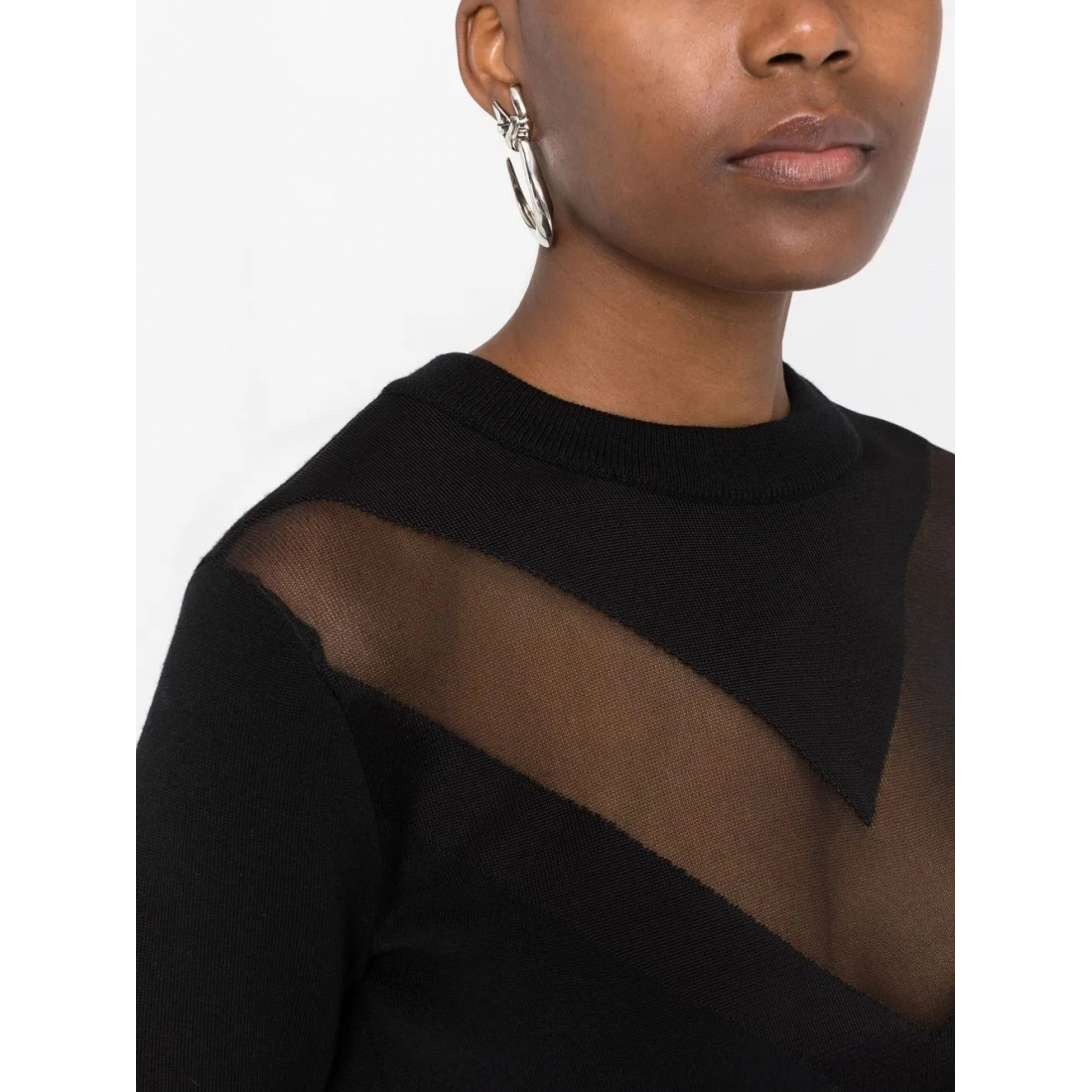 Pull 'Sheer Panel Crew-Neck' pour Femmes