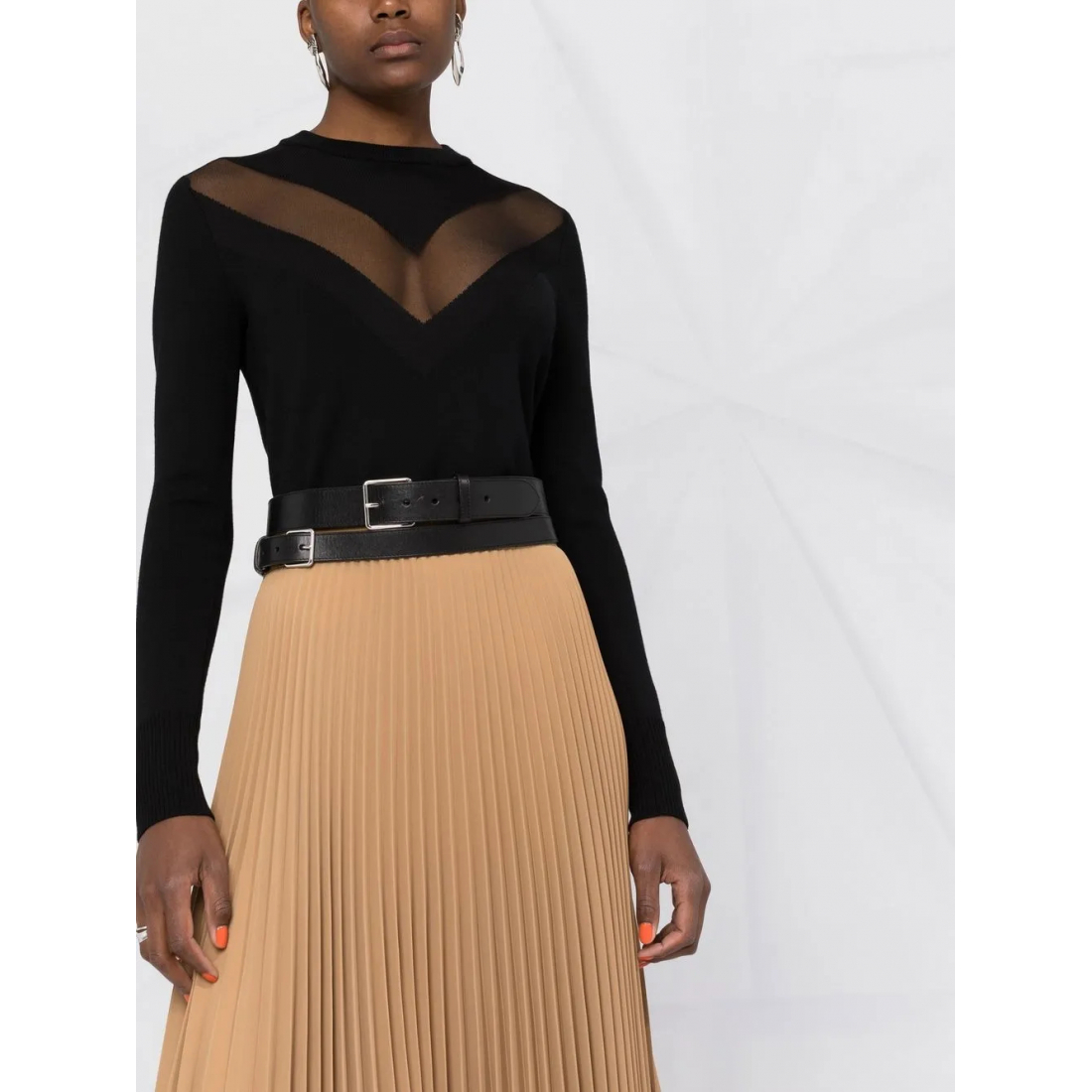 Pull 'Sheer Panel Crew-Neck' pour Femmes