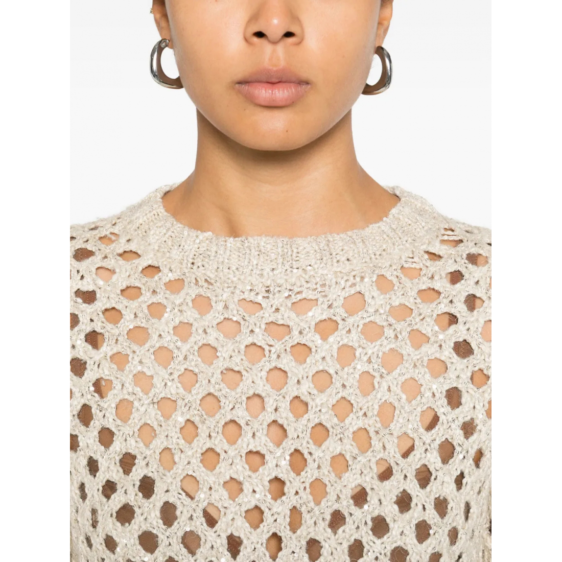 Women's 'Open-Knit Sequin Embellishment' Sweater