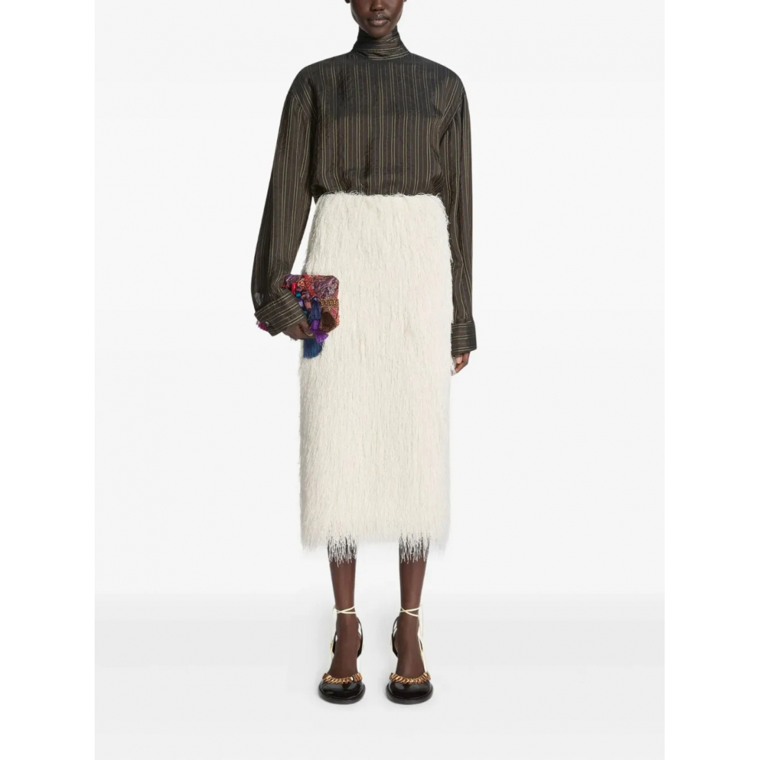 Jupe Midi 'Fringed' pour Femmes