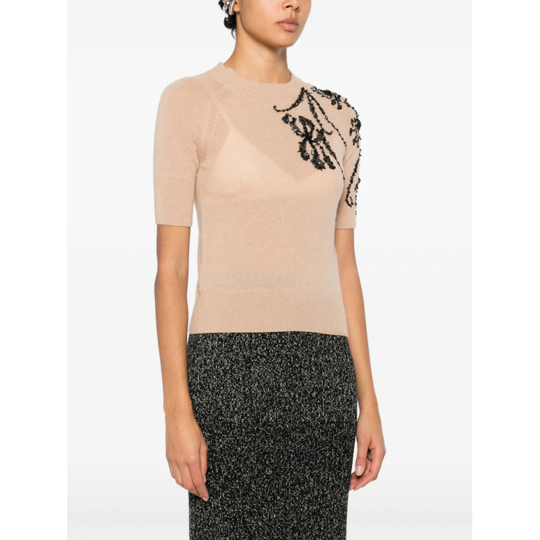 T-shirt 'Floral-Embellished' pour Femmes