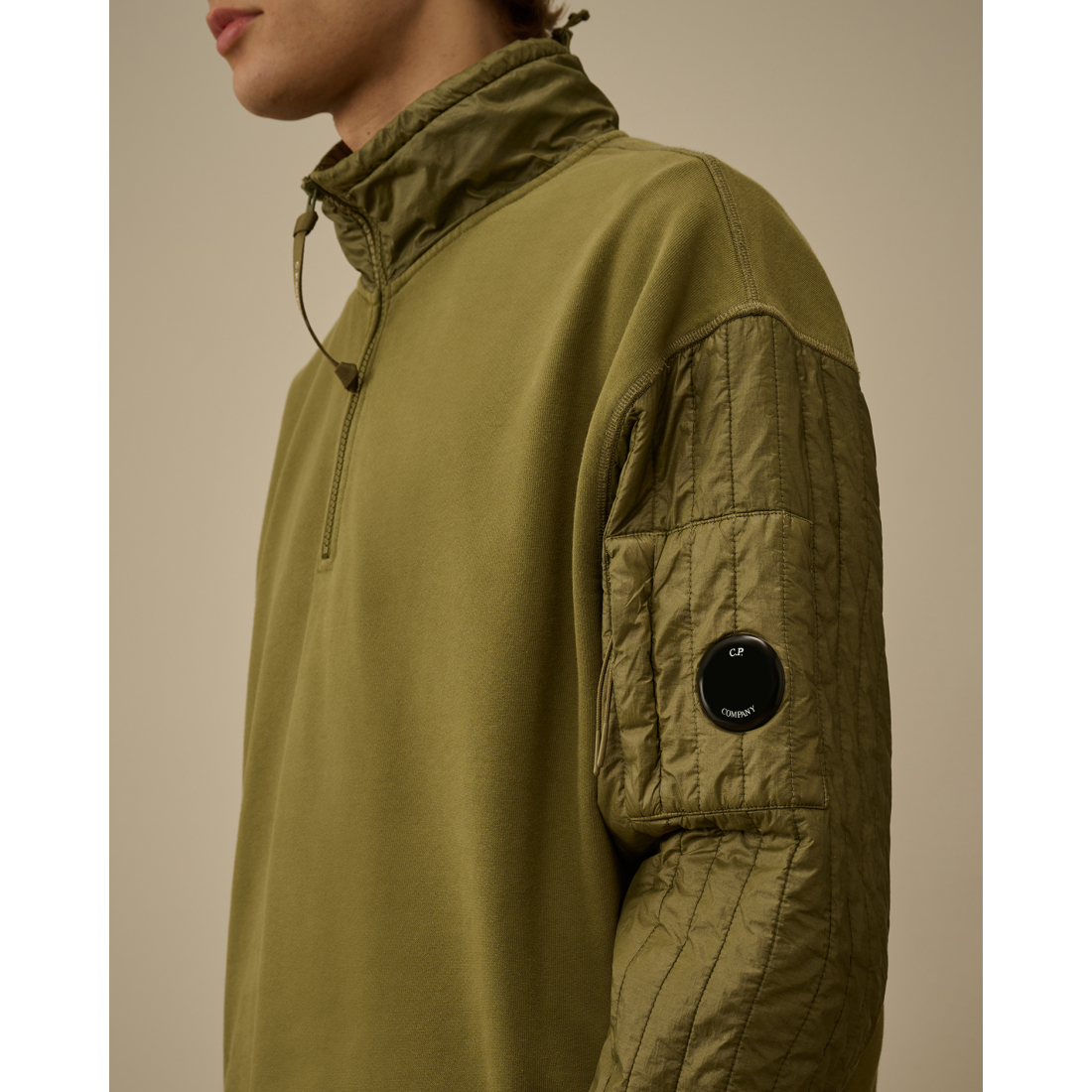 Sweatshirt 'Diagonal Raised Fleece Mixed Half Zip' pour Hommes