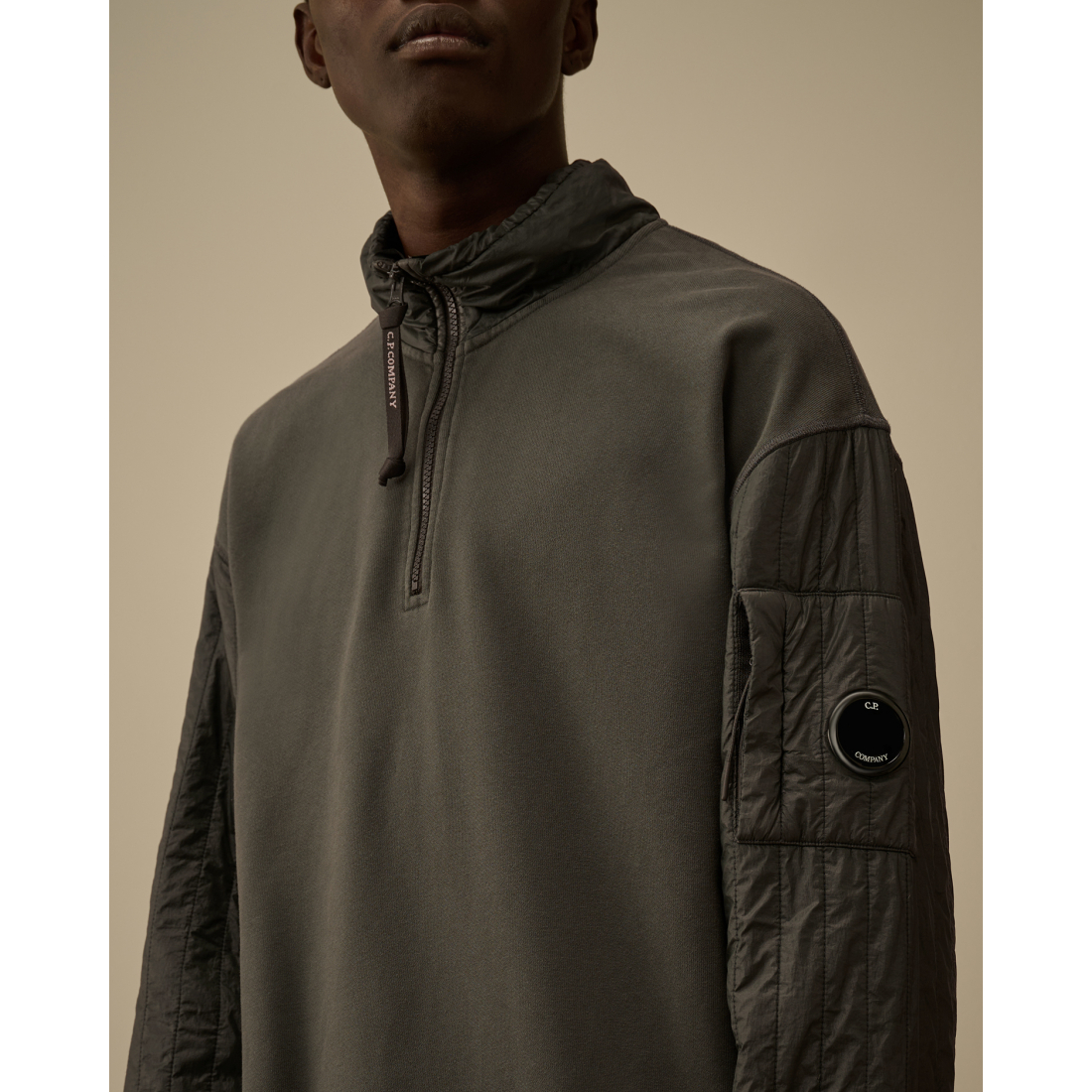 Sweatshirt 'Diagonal Raised Fleece Mixed Half Zip' pour Hommes