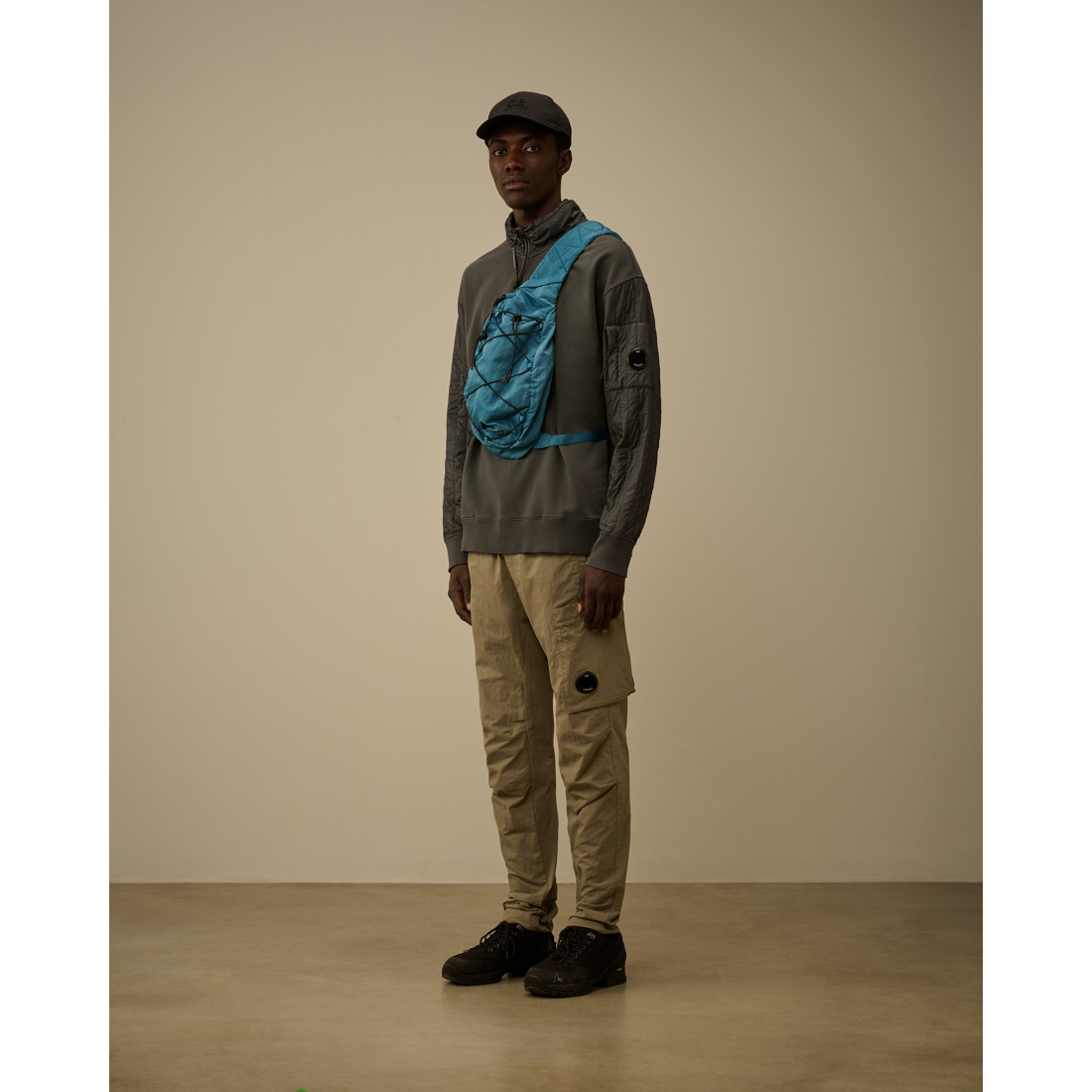 Sweatshirt 'Diagonal Raised Fleece Mixed Half Zip' pour Hommes