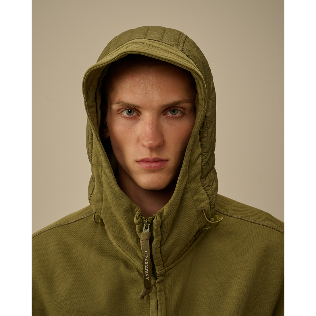Sweatshirt 'Diagonal Raised Fleece Mixed Full Zip Hooded' pour Hommes