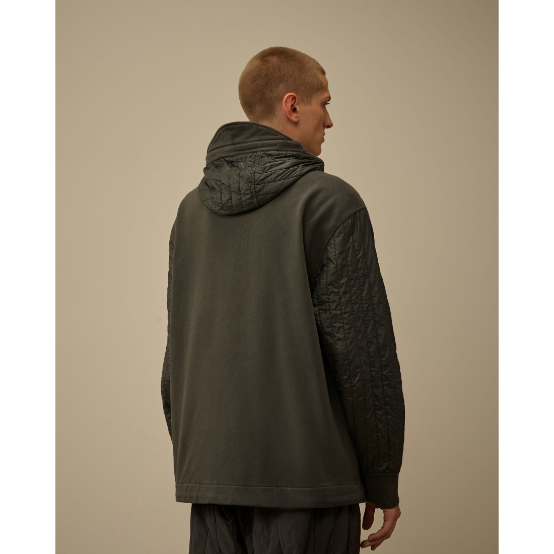 Sweatshirt 'Diagonal Raised Fleece Mixed Full Zip Hooded' pour Hommes