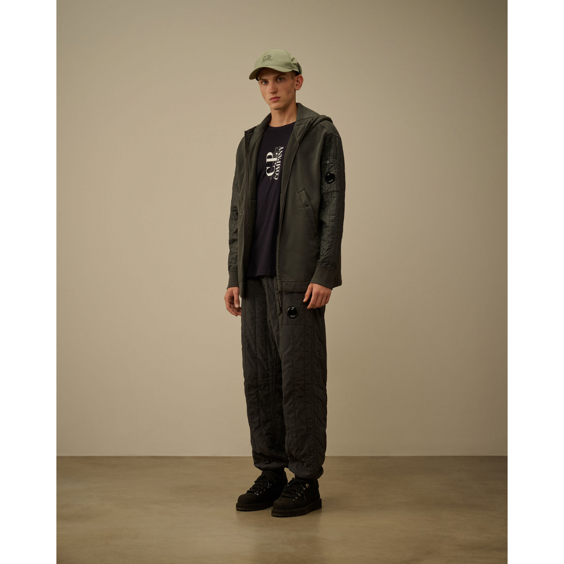 Sweatshirt 'Diagonal Raised Fleece Mixed Full Zip Hooded' pour Hommes