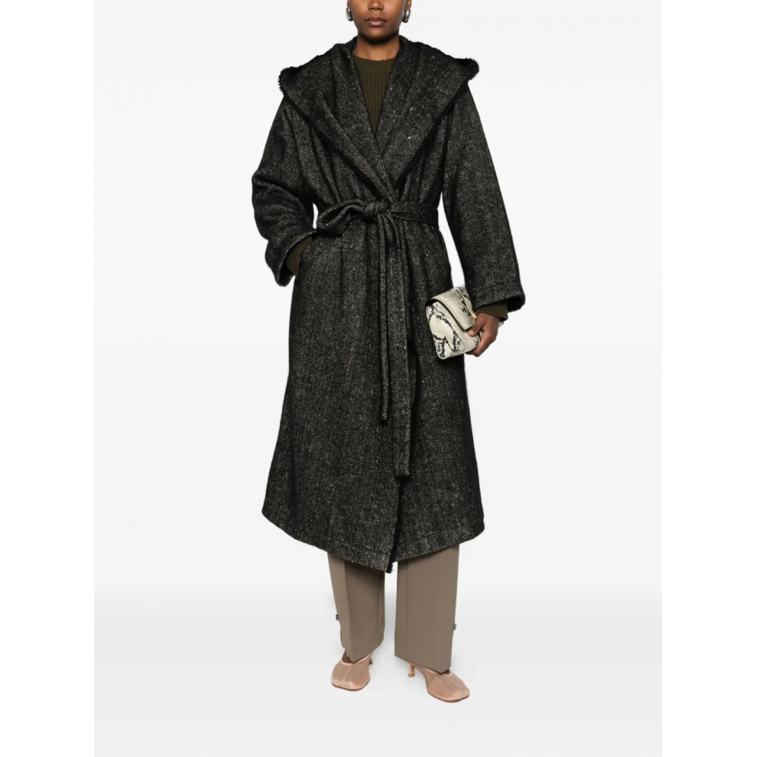 Manteau 'Fringed-Trim Belted' pour Femmes