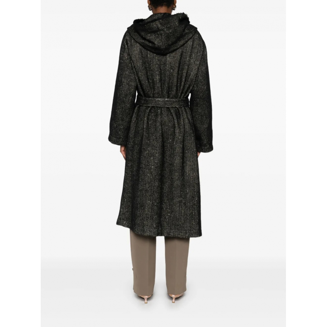 Manteau 'Fringed-Trim Belted' pour Femmes