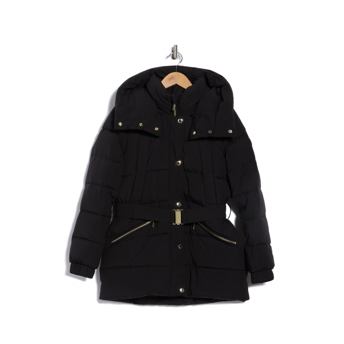 Manteau matelassé 'Belted Channel Quilted Hooded' pour Femmes