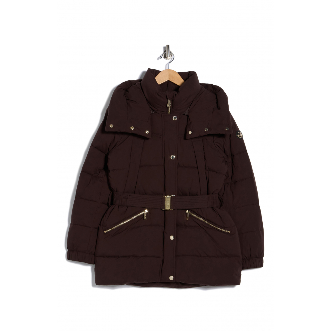 Manteau matelassé 'Belted Channel Quilted Hooded' pour Femmes