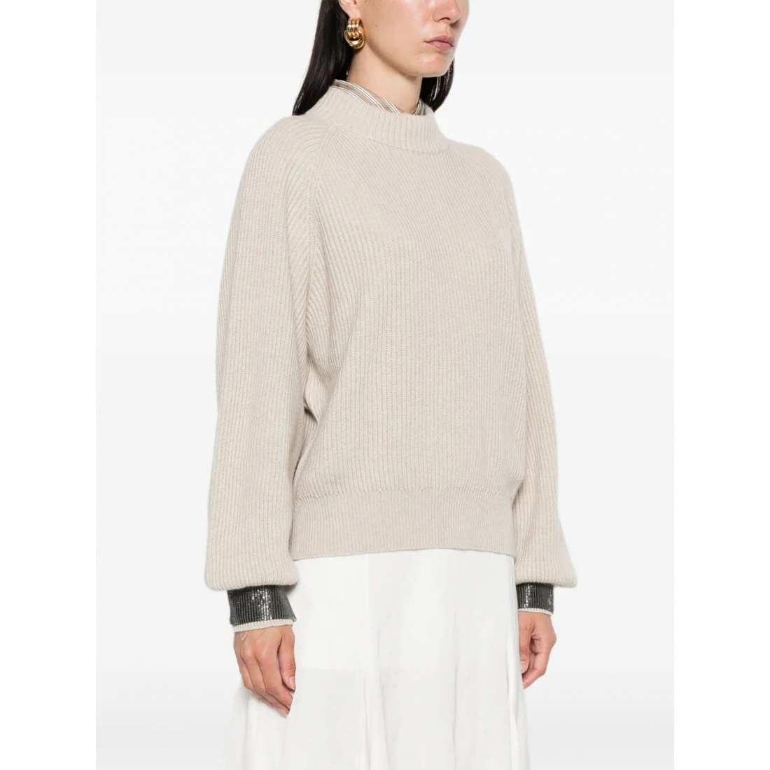 Pull 'Ribbed Embellished-Cuff' pour Femmes