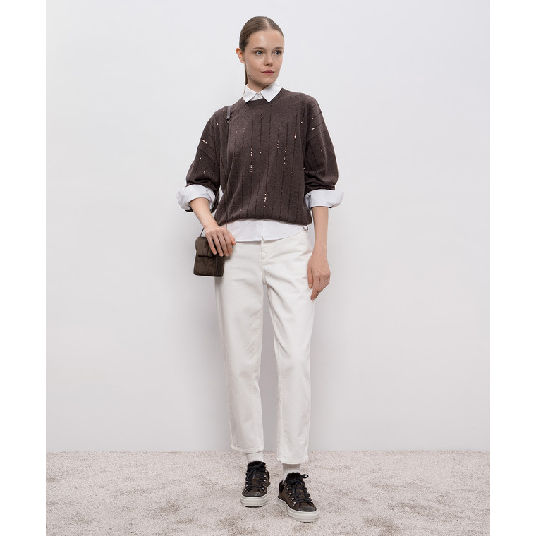 'Sequin-Striped' Kaschmirpullover für Damen