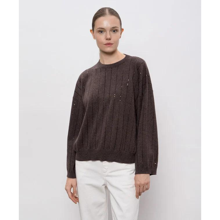 'Sequin-Striped' Kaschmirpullover für Damen