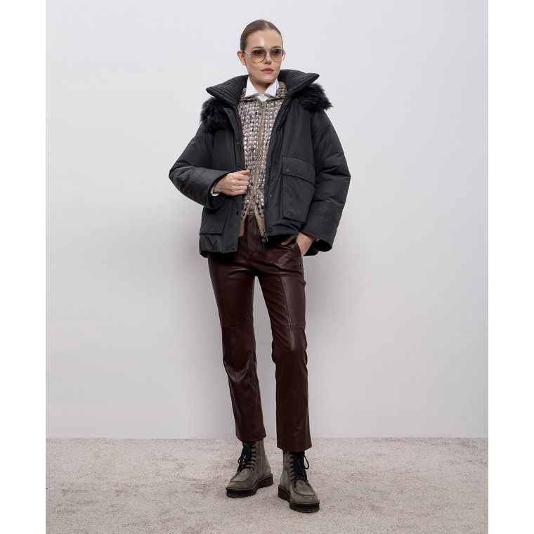 Women's 'Shiny Zipper Pull' Down Jacket