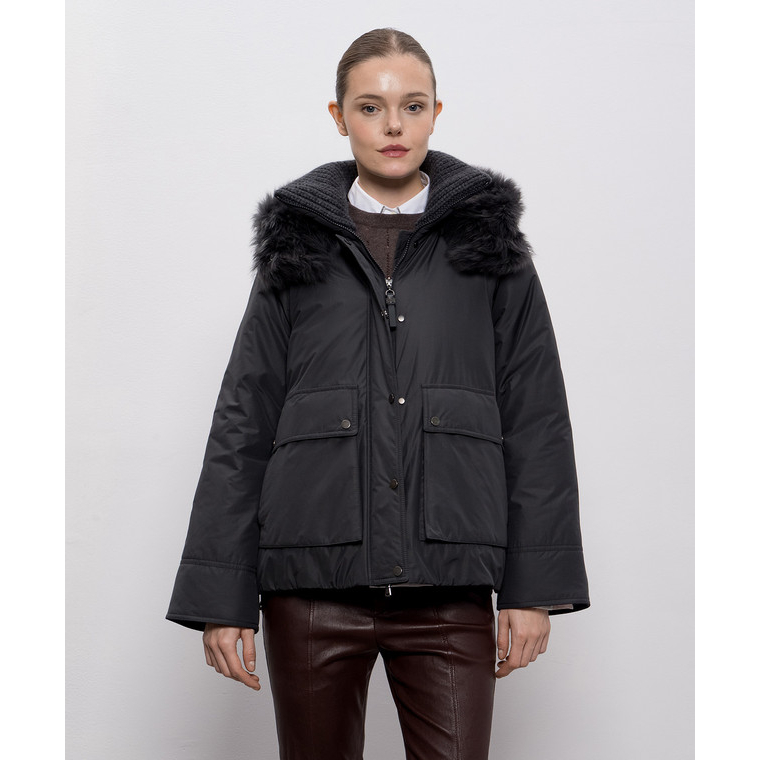 Women's 'Shiny Zipper Pull' Down Jacket