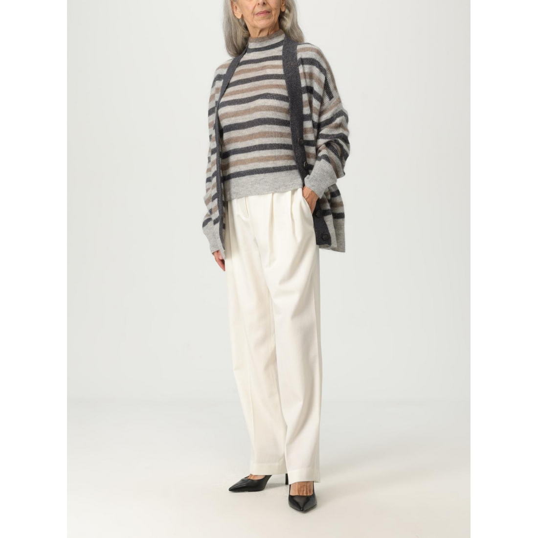 Pull à manches courtes 'Striped' pour Femmes