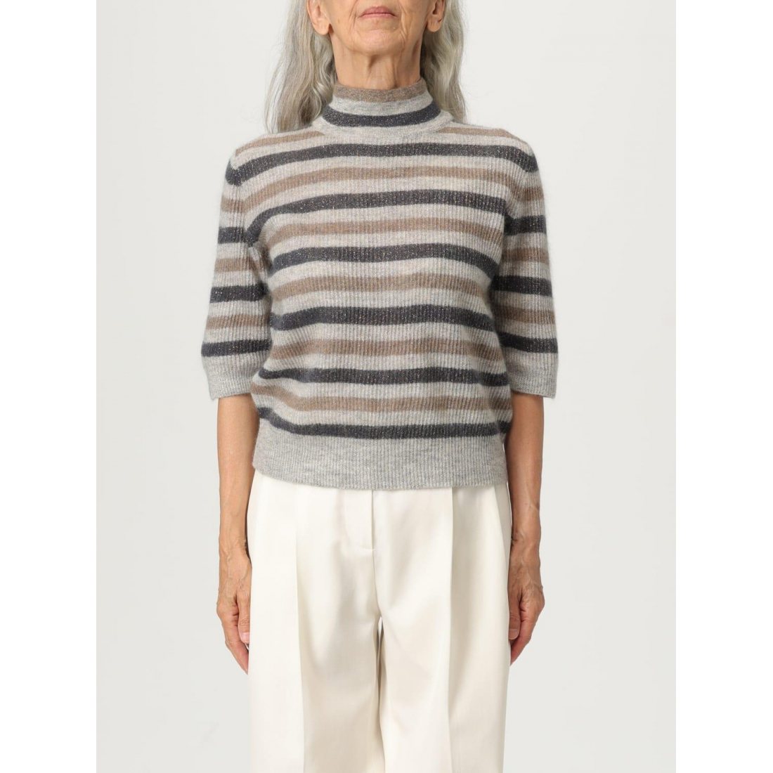 Pull à manches courtes 'Striped' pour Femmes
