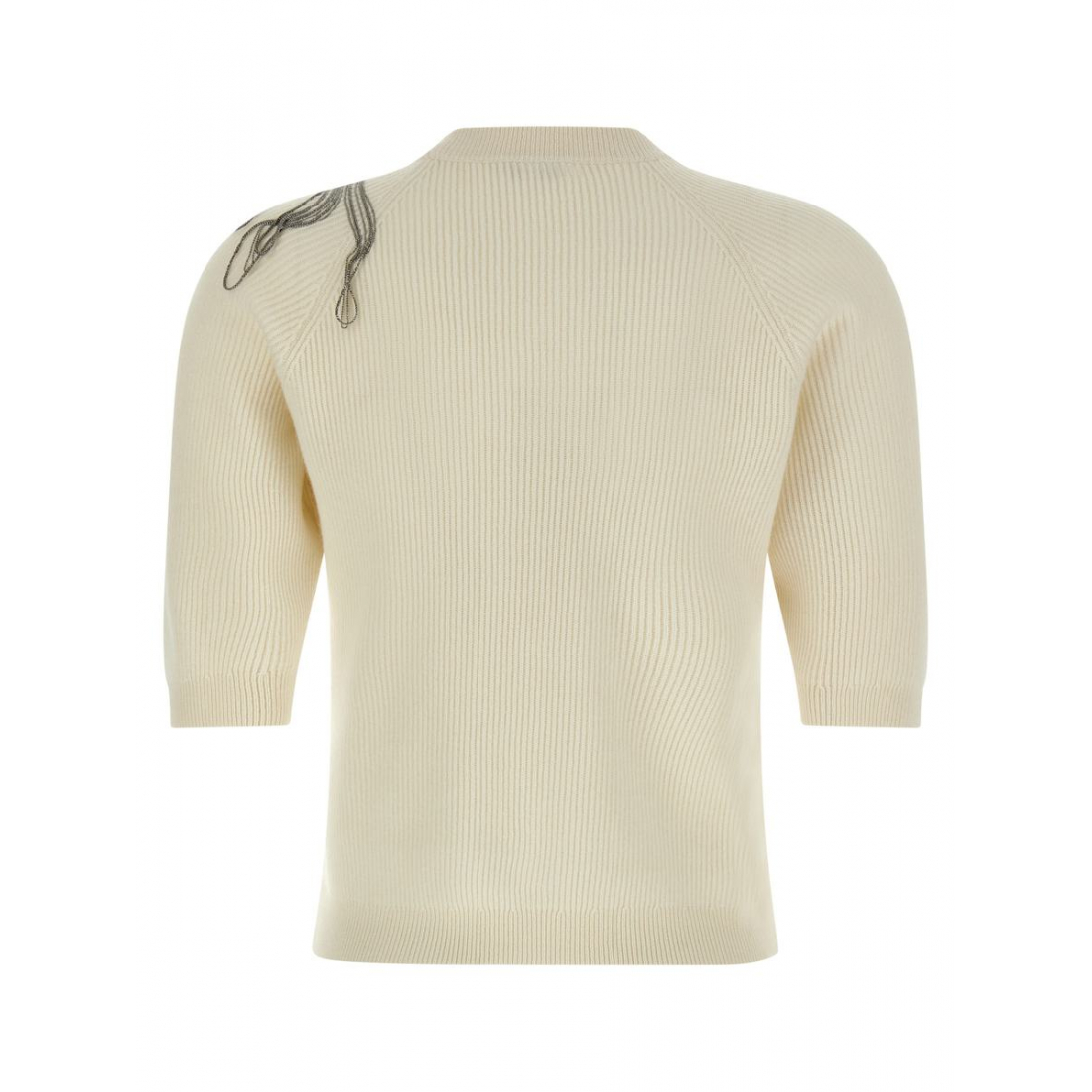 Top à manches courtes 'Shiny Flower Embroidery' pour Femmes