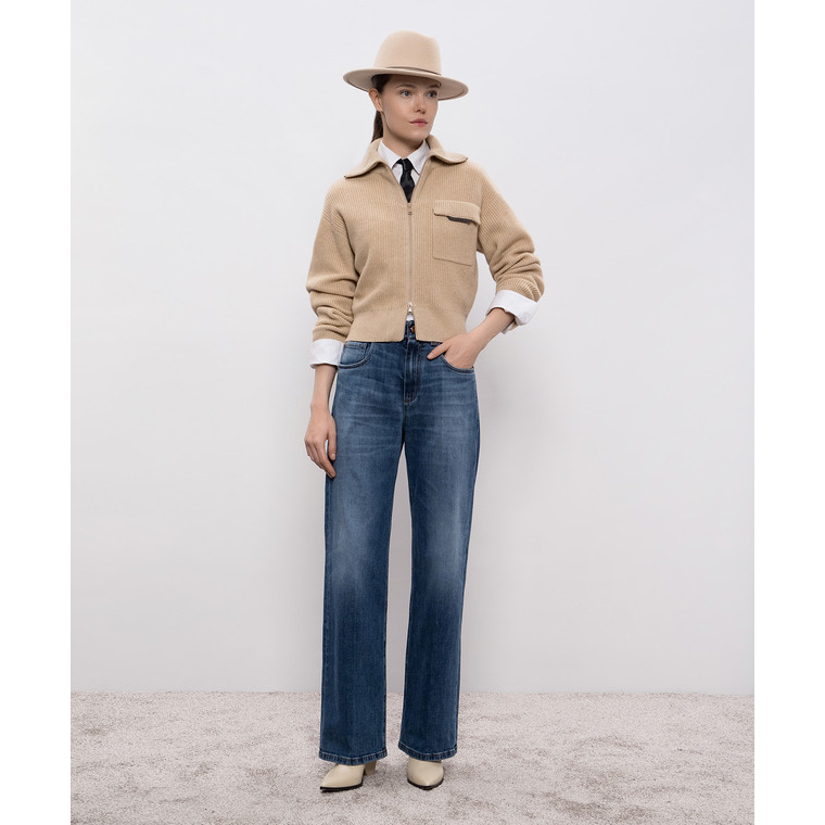 'Shiny Flap Detail' Strickjacke für Damen