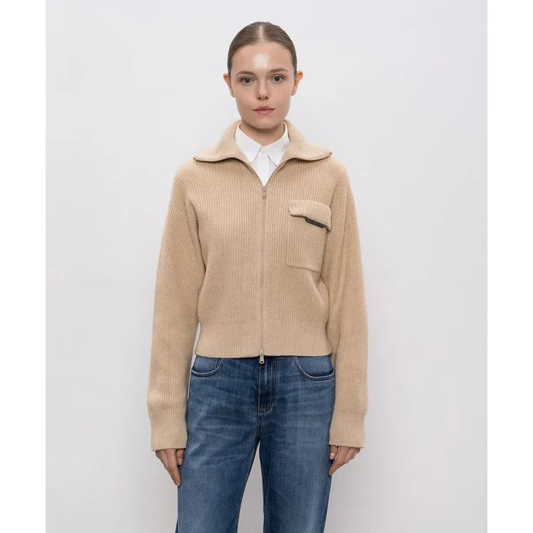 'Shiny Flap Detail' Strickjacke für Damen