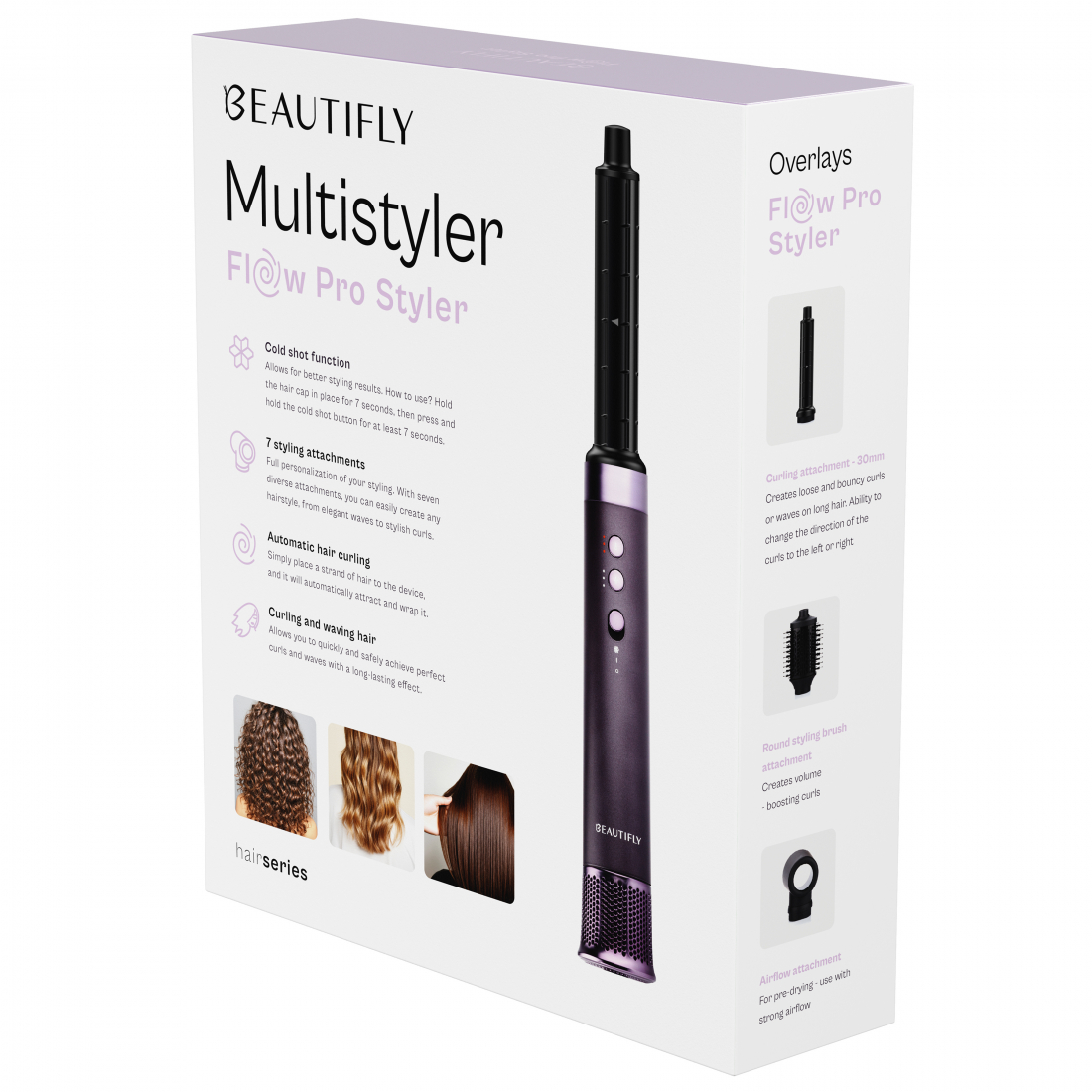 Brosse Sèche-Cheveux et Coiffeur Multifonction Ionique avec Technologie Coanda et 6 Accessoires Flow Pro Multi-Styler Hair