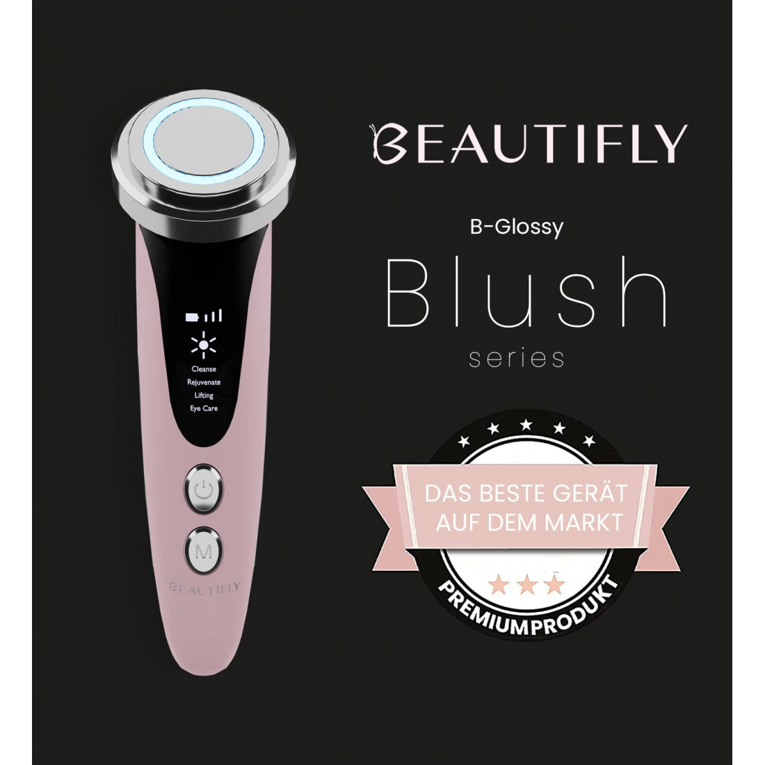 Massageur Facial Rajeunissant de Mésothérapie sans Aiguilles avec Photothérapie Glossy Blush