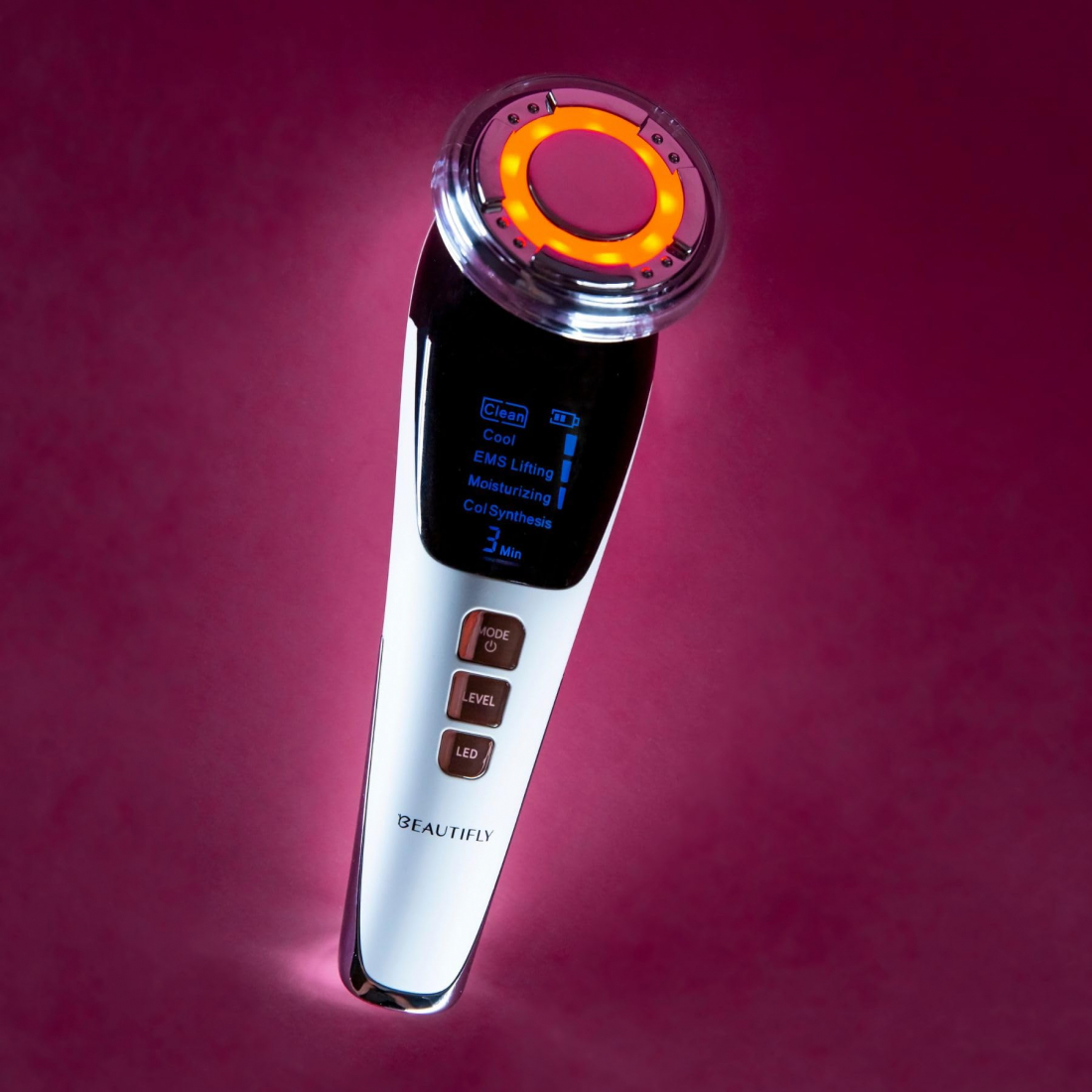 Appareil de Massage Facial Rajeunissant de Mésothérapie sans Aiguilles avec EMS, Cryothérapie et Photothérapie Glossy Pro