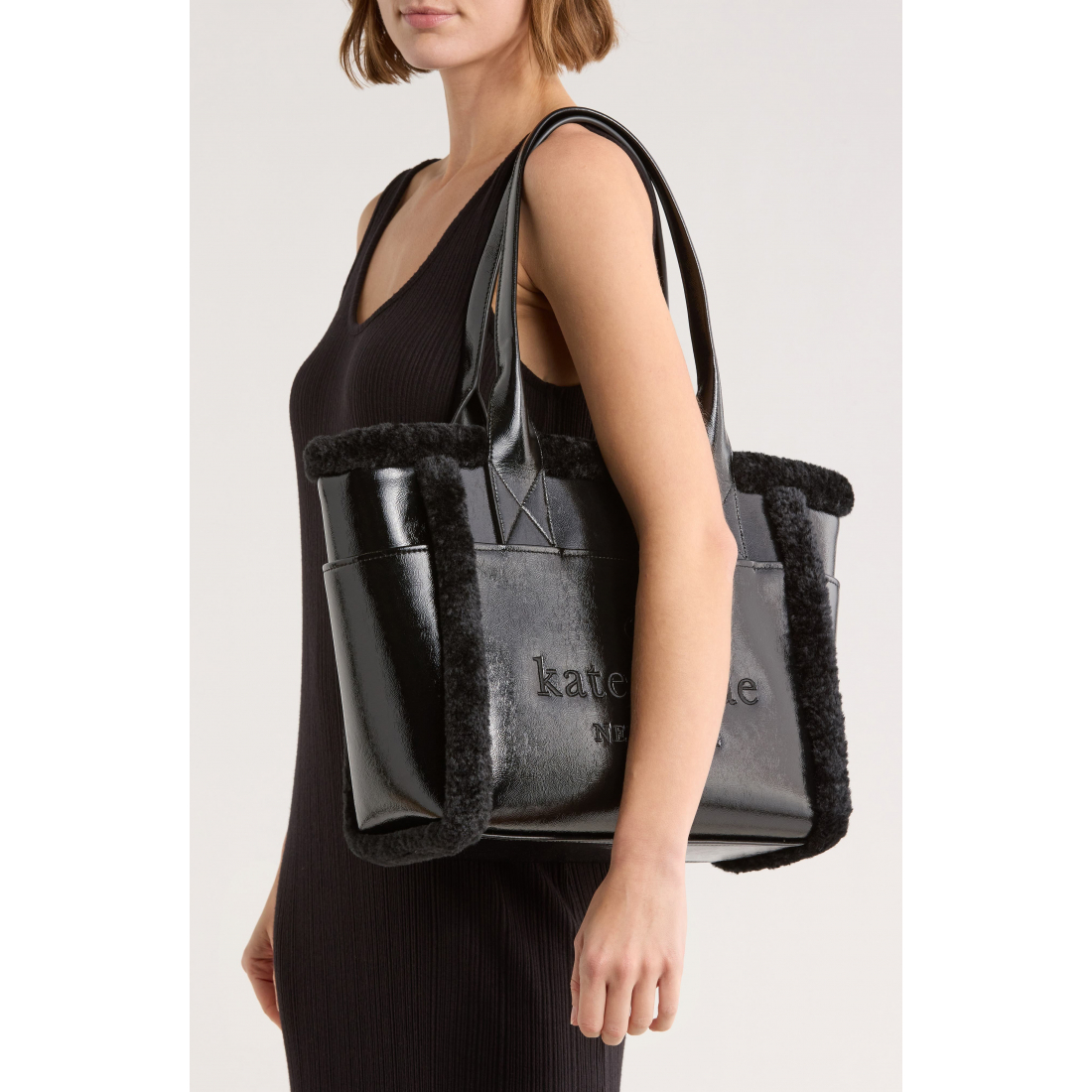 Women's 'Jett Faux Shearling Trim' Tote Bag
