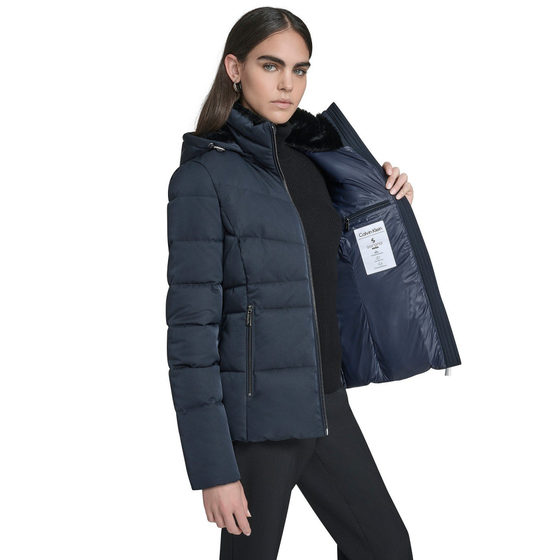 Manteau matelassé 'Faux-Fur-Lined Hooded' pour Femmes