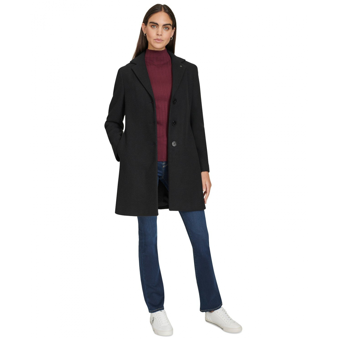 Manteau 'Single-Breasted Notched-Collar' pour Femmes