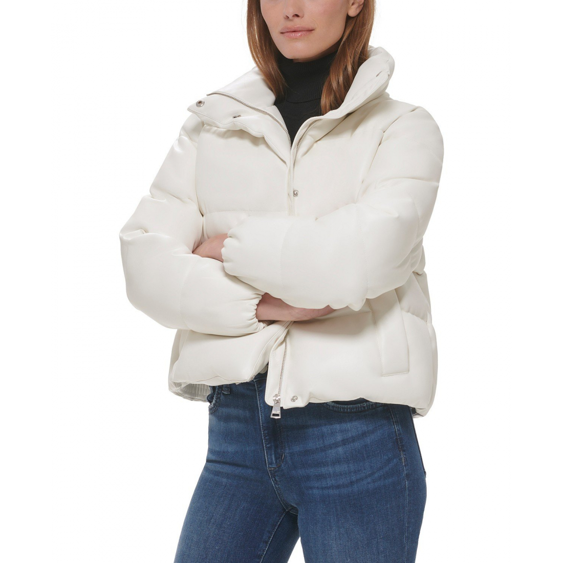 Women's 'Short Faux-Leather' Puffer Jacket