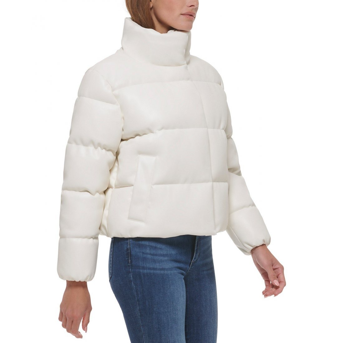Women's 'Short Faux-Leather' Puffer Jacket
