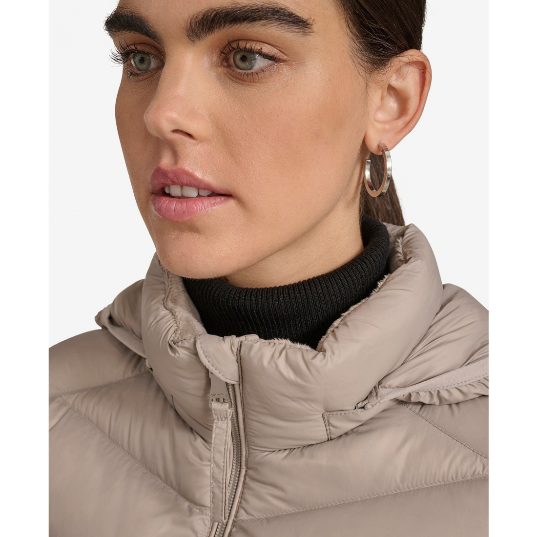 'Short Faux Fur Collar' Pufferjacke für Damen