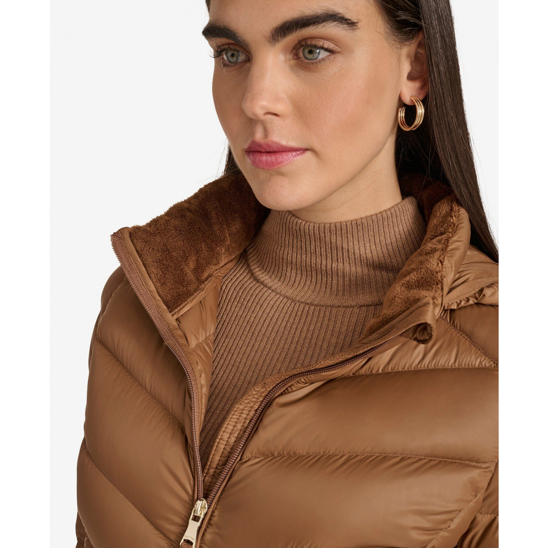 'Short Faux Fur Collar' Pufferjacke für Damen