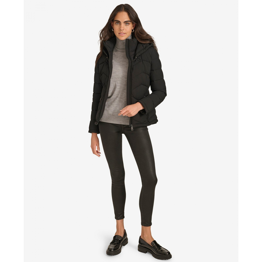 'Short Zip-Up Hooded' Puffermantel für Damen