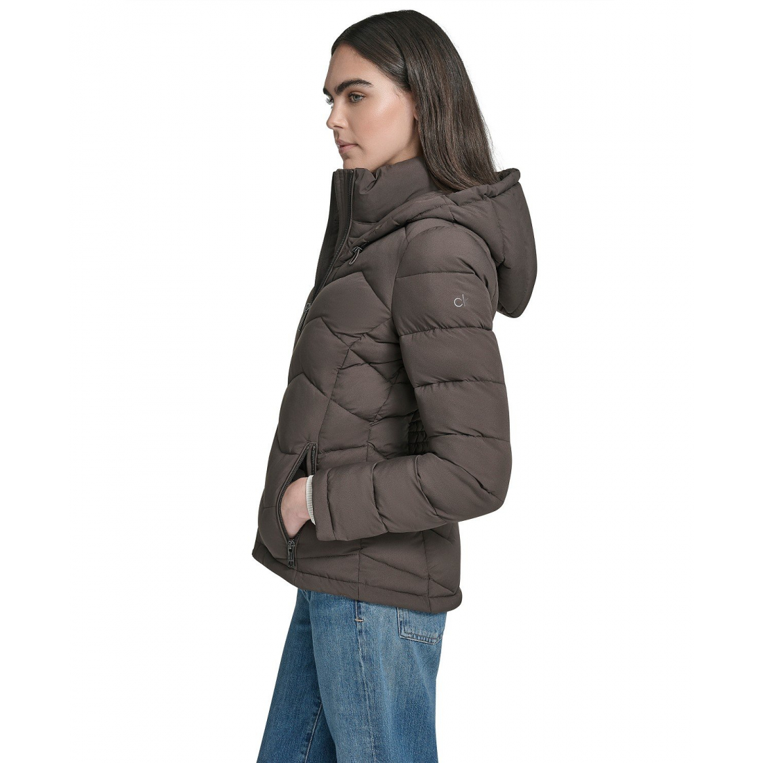 'Short Zip-Up Hooded' Puffermantel für Damen