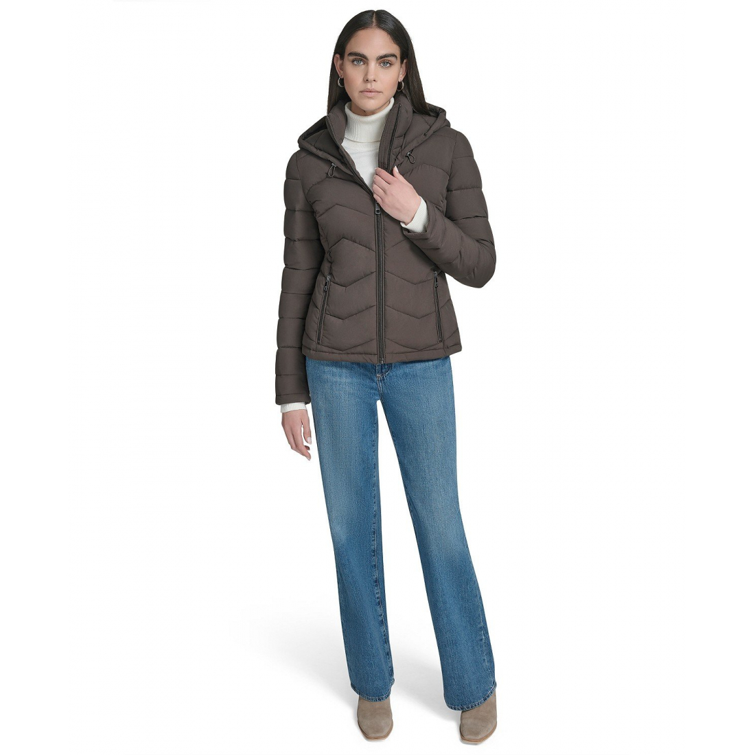 'Short Zip-Up Hooded' Puffermantel für Damen