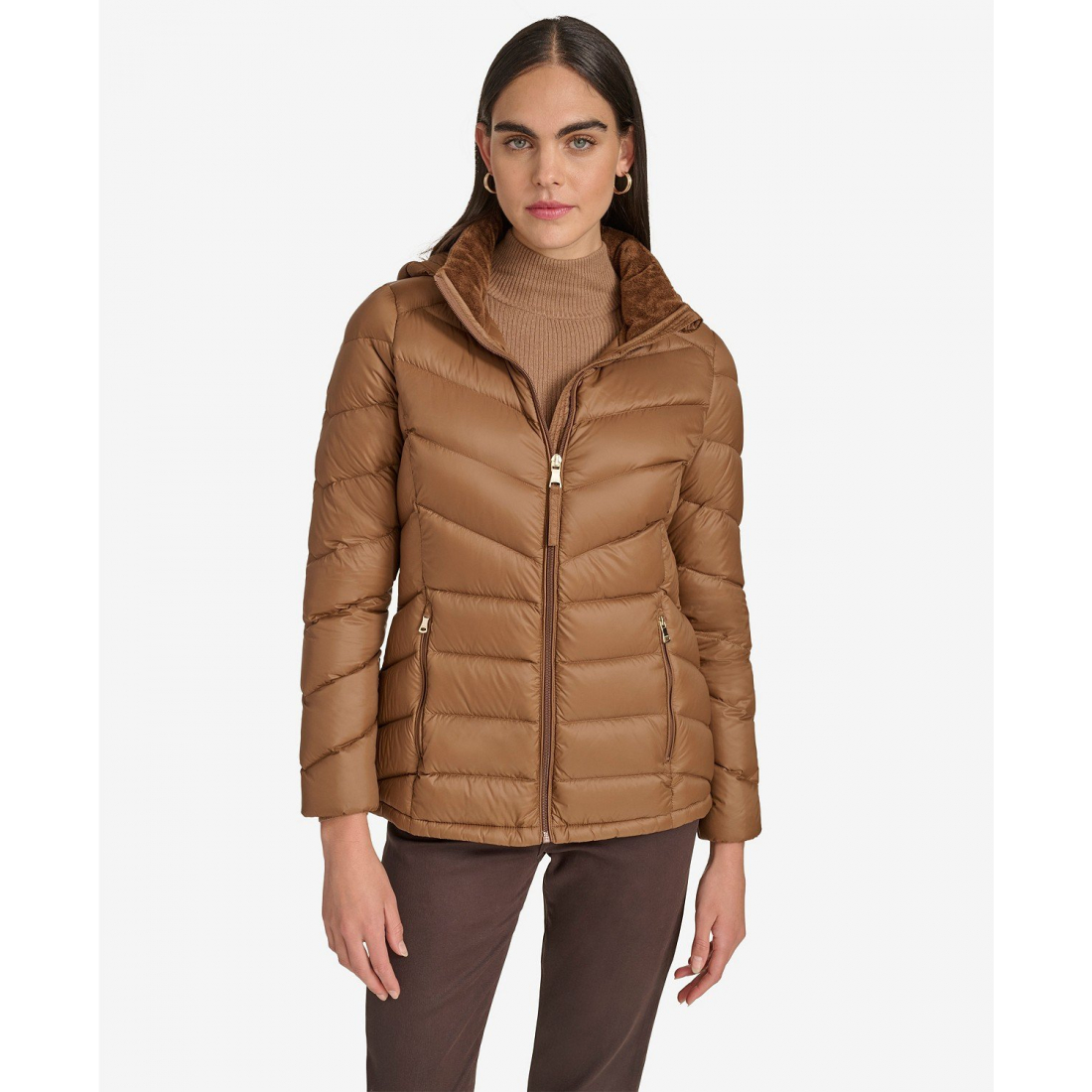 'Short Faux Fur Collar' Pufferjacke für Damen