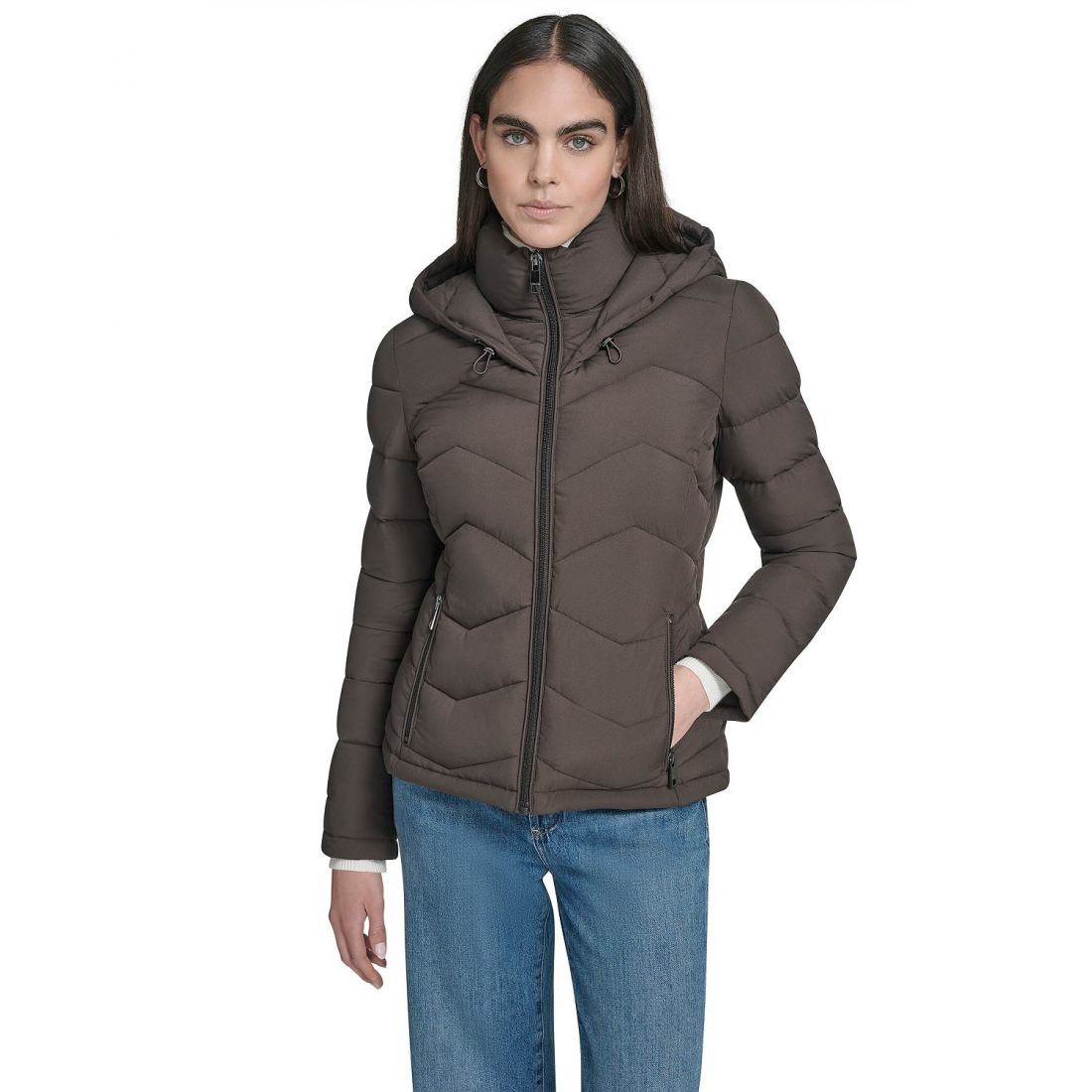 'Short Zip-Up Hooded' Puffermantel für Damen