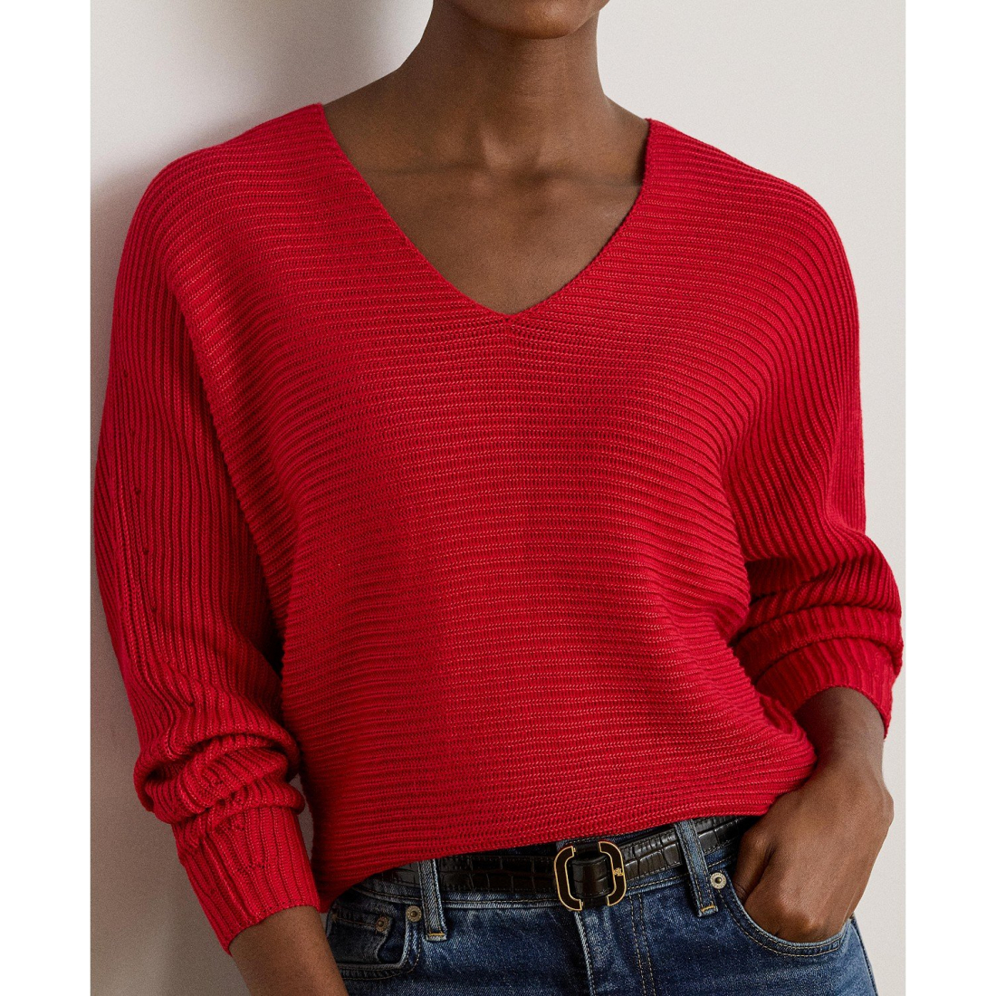 'Rib-Knit Dolman-Sleeve Sweater' pour Femmes