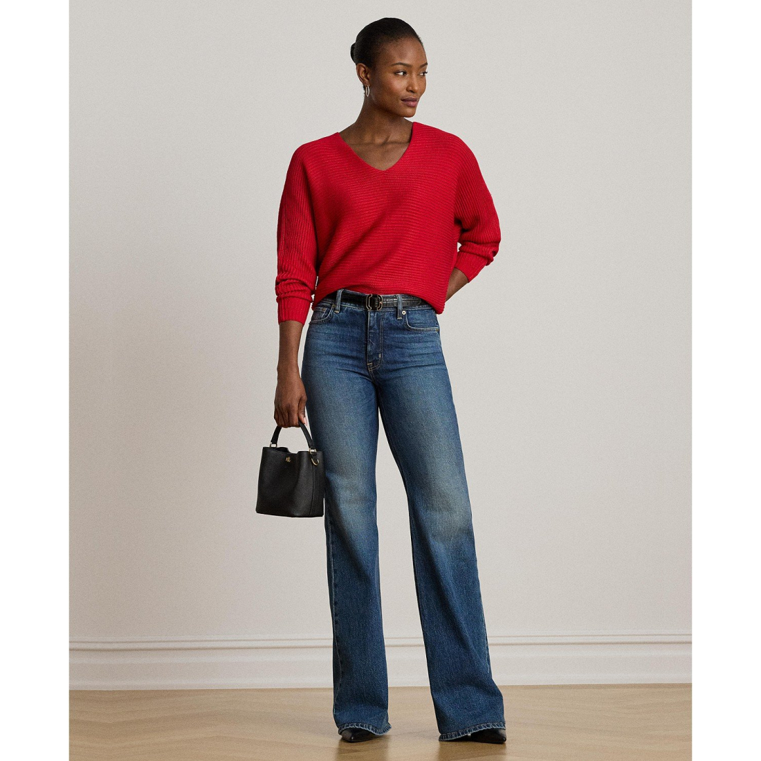 'Rib-Knit Dolman-Sleeve Sweater' pour Femmes