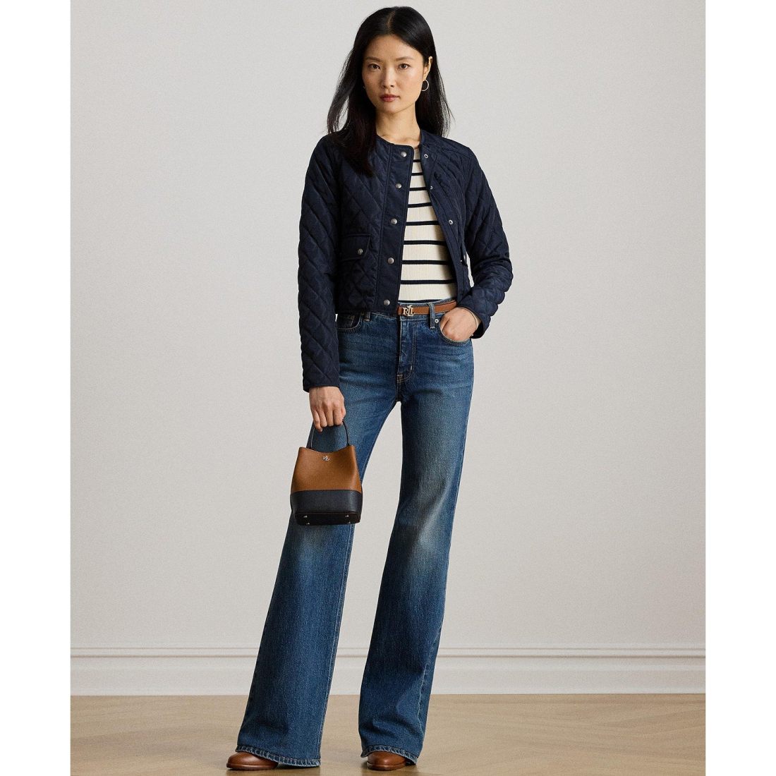 'Striped Rib-Knit Crewneck Sweater' pour Femmes