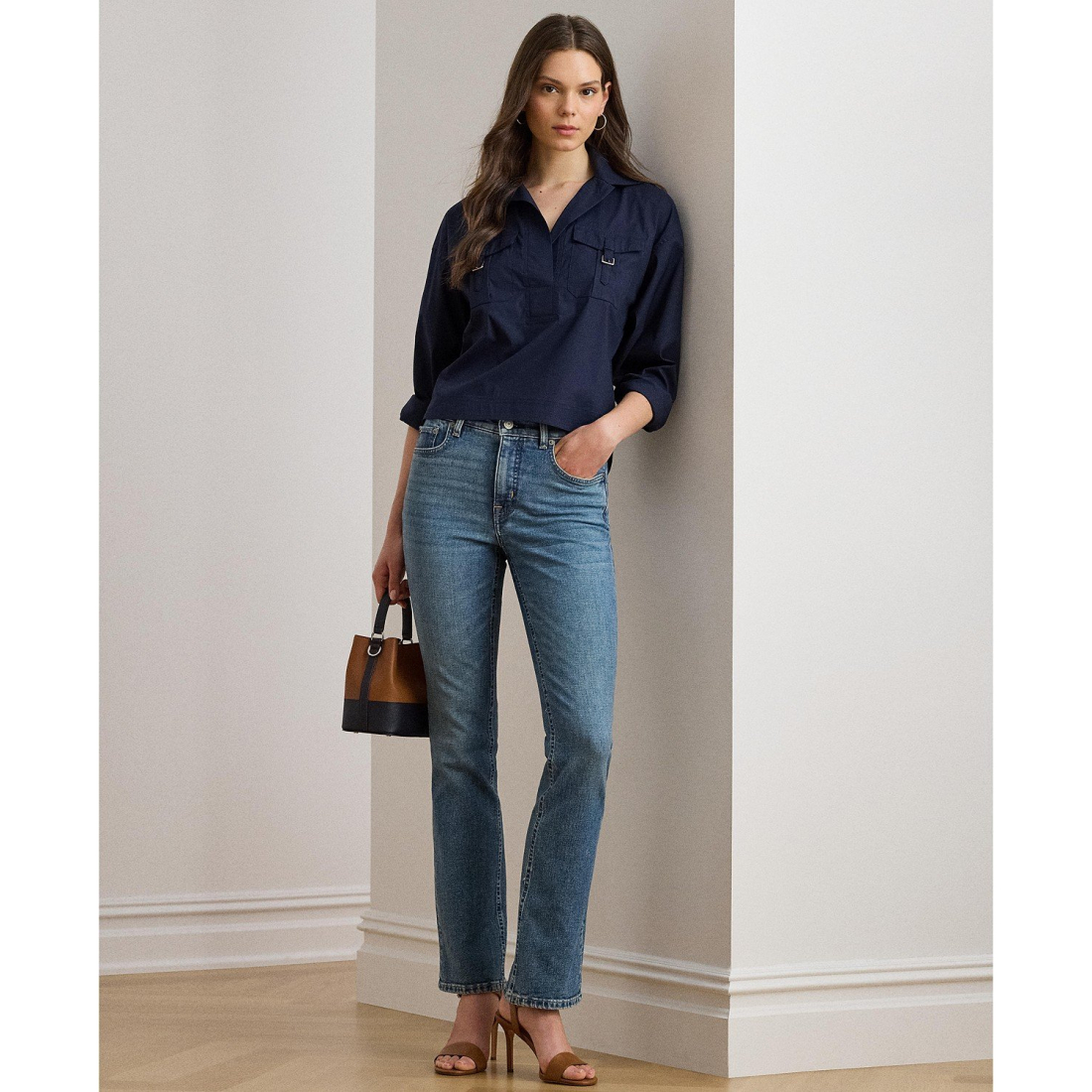 'Buckle-Trim Cotton-Blend Shirt' pour Femmes