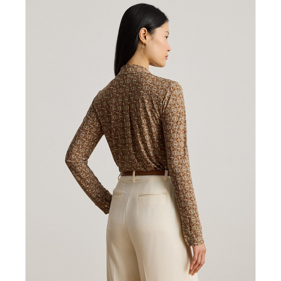 'Slim-Fit Geo-Print Jersey Shirt' pour Femmes